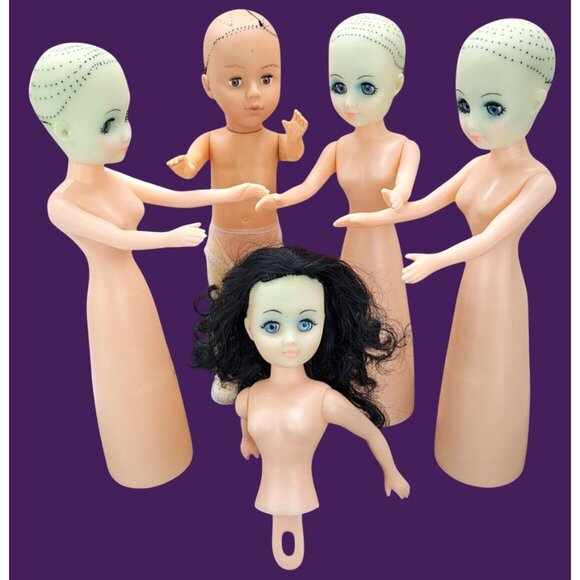 Vintage Creepy Dolls Haunted Terror Sisters Sleepy Eyes Lot Of 5 Cone DIY Craft - Picture 5 of 13